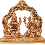 Pure Brass Lord Ganesha & Lakshmi Combined Idol | 5.5" x 6" x 2.7" Divine Murti | 1.8 kg Temple Art | United Deities Sculpture | Sacred Gift | Jaipurio